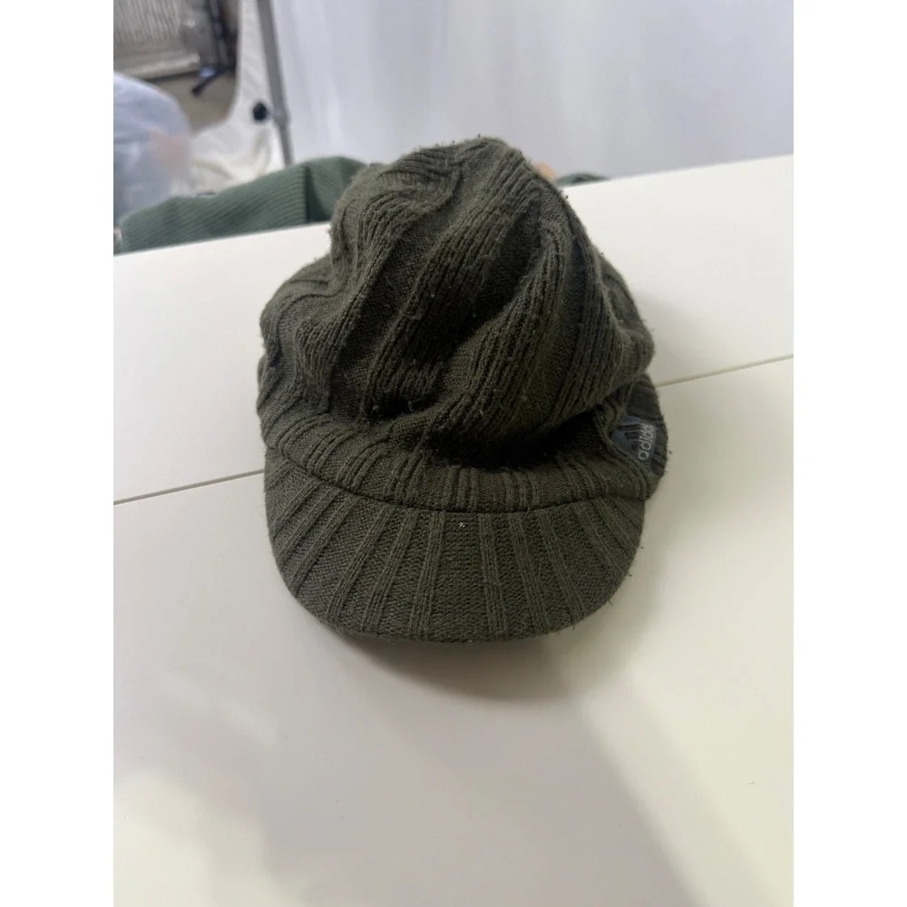 Adidas ClimaWarm Y2K 90s Olive Knit Visor Hat Newsboy Cap Winter Paperboy Unisex